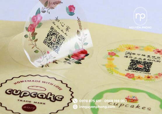 Mẫu sticker trong suốt dán bánh 